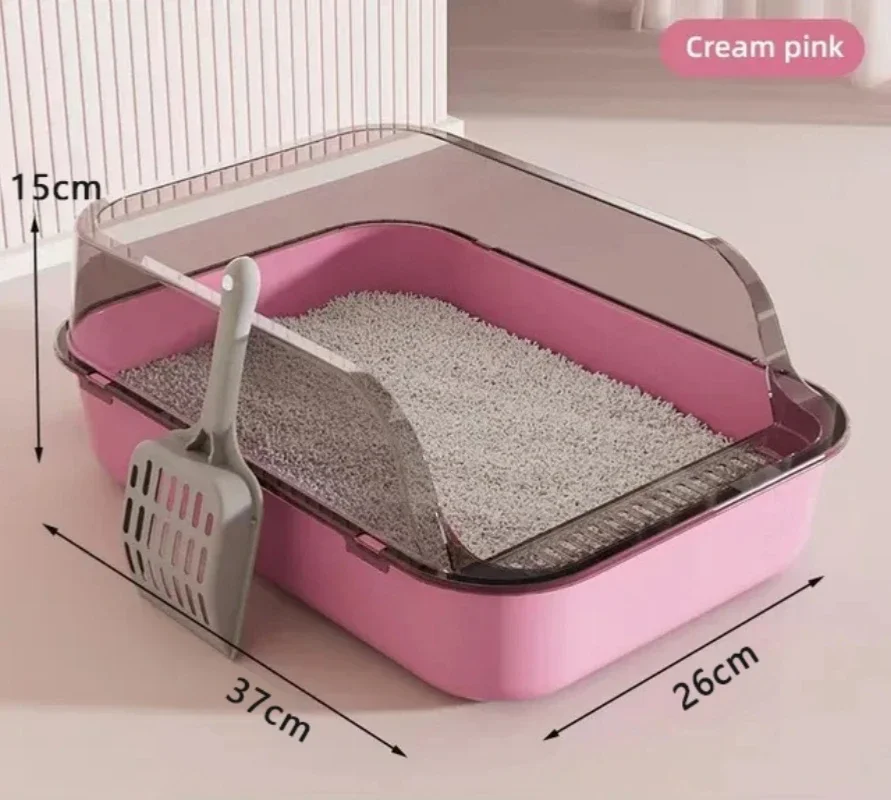 Kitty Sandbox Cat Litter Box Semi-enclosed Splashproof Cat Tray Cat Toilet Cleaning Basin Supplies Pet Toilet Kitten Tray Bedpan - Image 4
