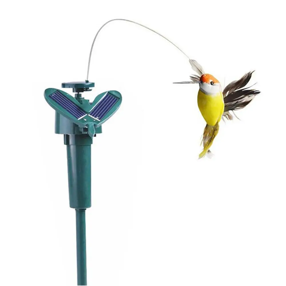 Solar Fluttering Hummingbird Feather Wings and Tail Flying Hummingbird Toy Funny Solar or Battery Powered Toy Wobble Fluttering