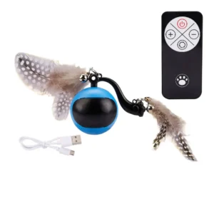 Cat Interactive Ball with Feather Tails And Sound Automatic Rolling Ball Interactive Cat Toy Ball for Cats and Kittens